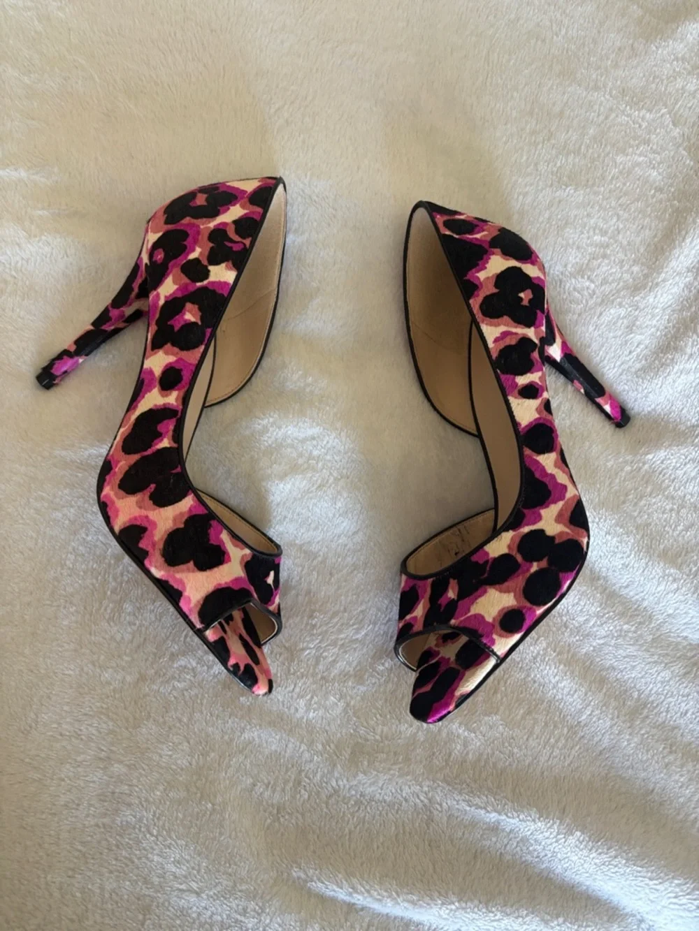 ‼️5 for $30 sale NWOT Nine West Pink & Black Leopard Peep-Toe Heels - Picture 3 of 6